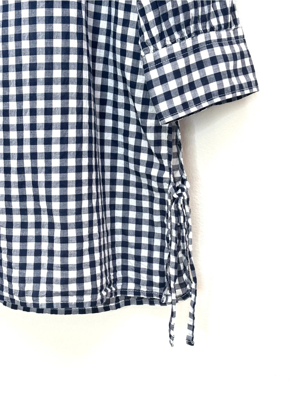 J. Crew Cotton Voile Tunic Swim Coverup in Gingham Size XS Beach Navy White